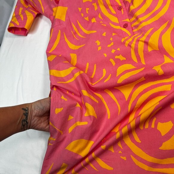Vintage Marimekko Mika Piirainen Tunic Dress Pink Orange Swirl Print 36 US 6 - Picture 9 of 14